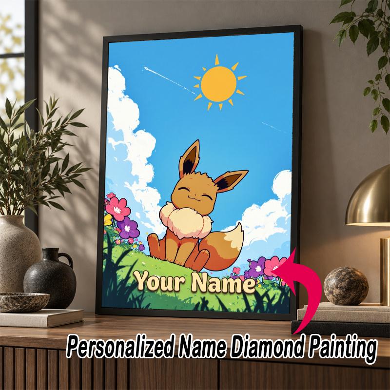 Personalized Eevee Diamond Art Custom Name 5D Diamond Painting Full Drill DIY Craft