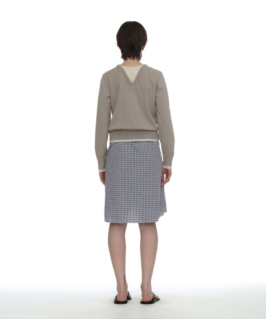 PARTIMENTO WOMEN Colorblock Double Layered Knit Sweater_Light Gray