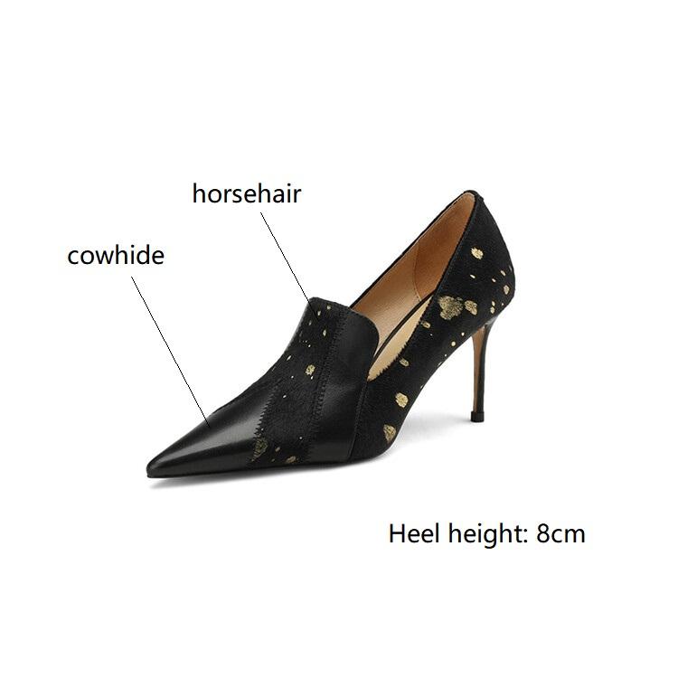 

Fashion New Spring Summer Horsehair Women Shoes Fashion Pointed Toe Women Pumps High Heels Zapatos Mujer Stiletto Heels Ladies Shoes 34 чёрный