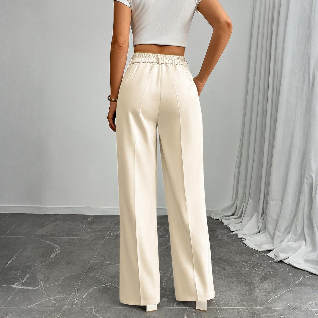 Women's Casual Business High-Waisted Loose Straight Wide-Leg Suit Pants