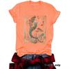 Women's Summer Casual T-shirt Mermaid Pattern Round Neck Short Sleeve Top