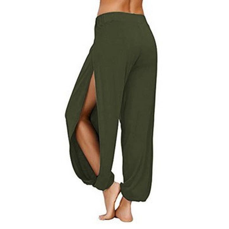 Pantaloni Yoga Harem Jogger cu fantă laterală Pantaloni de sport hippie de plajă Dimensiuni mari Snur largi Casual Moda nouă pentru femei