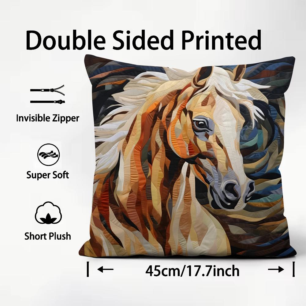Druk Stylowy Koń Moda Poszewka na Poduszkę Pluszowa Tkanina Miękka Dwustronnie Drukowana Sofa Ciepła Zimowa Dom Dziecko Prezent Poszewka na Poduszkę