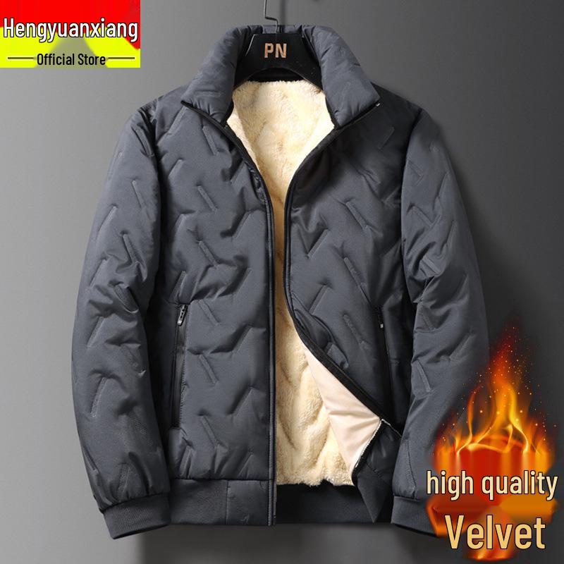 Men's Winter Cotton Jacket with Velvet Lining - Thick, Warm Lambswool Parka