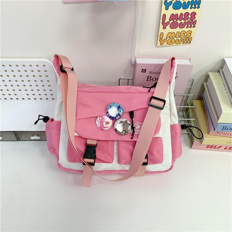 

Сумка для репетиторства для студентов, милая, большой вместимости, двухмерная, юань, сумка-боль, повседневная, универсальная, портативная сумка-мессенджер One size розовый