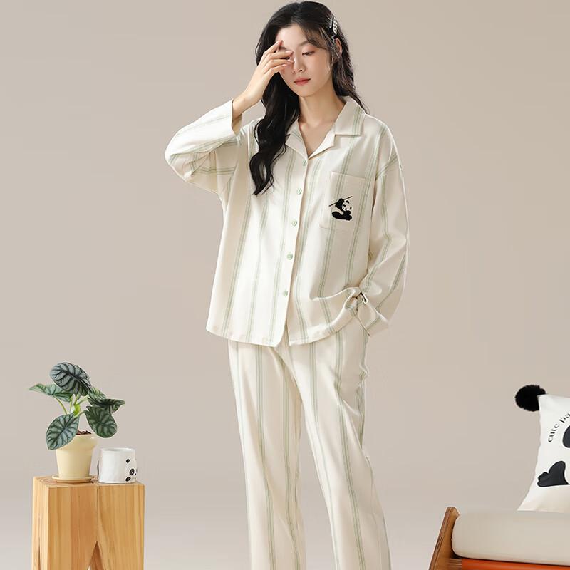 XUEXIMAN Women's Fresh Cotton Pajamas for All Seasons, Loose-Fitting Loungewear Set, Suitable for Outdoor Wear, Plus Size