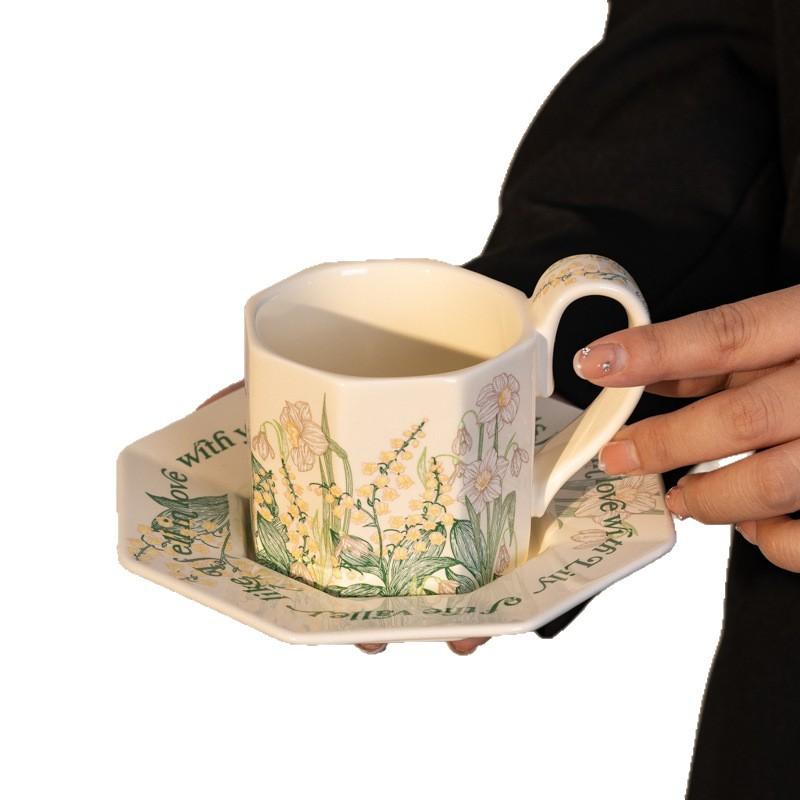 Retro American Coffee Set Internet Celebrity Cup Ceramic Women'S High Value Cup Gift Box Cup Saucer Afternoon Tea Coffee Cup