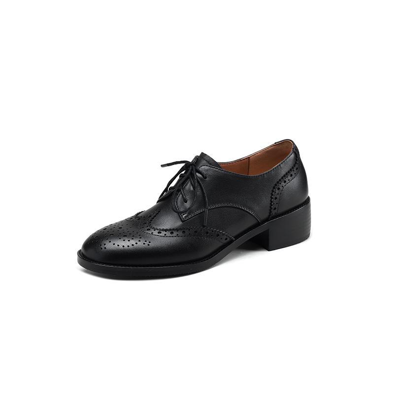 Fashion Women Oxford Shoes Spring/Autumn Women Shoes Genuine Leather Shoes for Women Brogues Vintage Lace Up Casual Brown Handmade Pumps