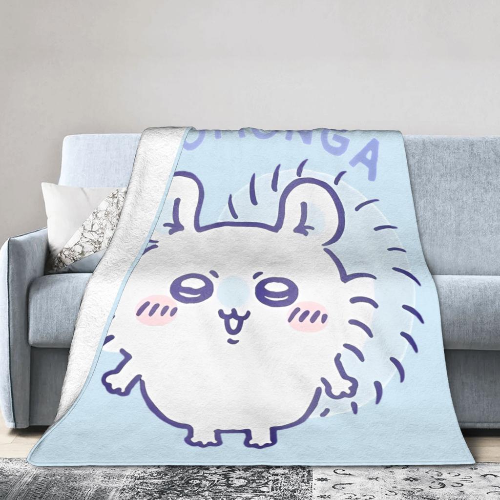 C-Chiikawaa White Momonga Blankets Fleece Spring/Autumn  Multi-function Super Warm Throw Blankets for Bedding Couch Rug Piece