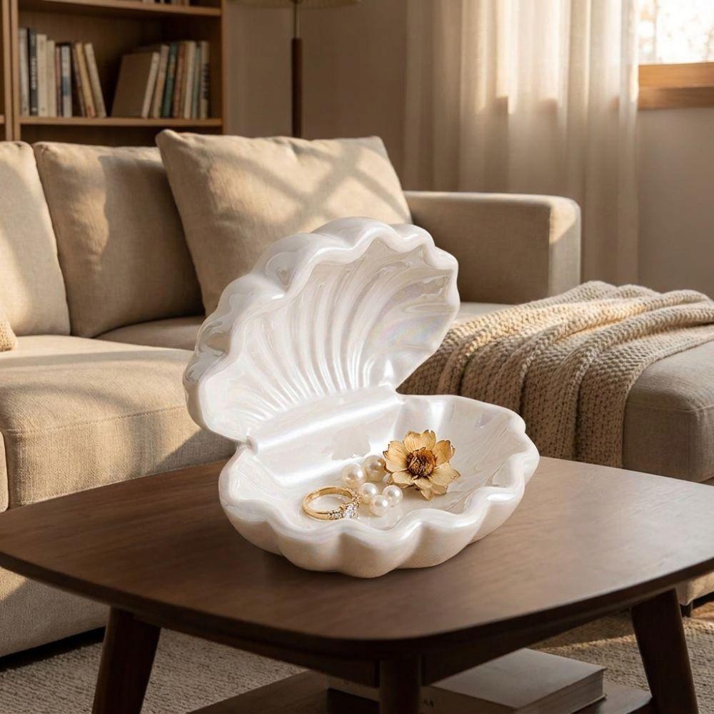Decorative Shell Shape Storage Box Multi-function Jewelry Organizer Stylish Shell Ornament Desk