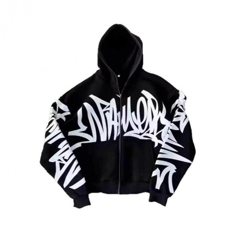 Unisex Streetwear Hooded Zip-Up Sweatshirt With 3D Print Loose Fit Long Sleeve Pullover Men Women