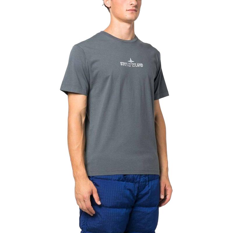 STONE ISLAND Buchstabenprint Rundhals Kurzarm T-Shirt Herren Oberteile Dunkelgrau 79152NS81-V0062