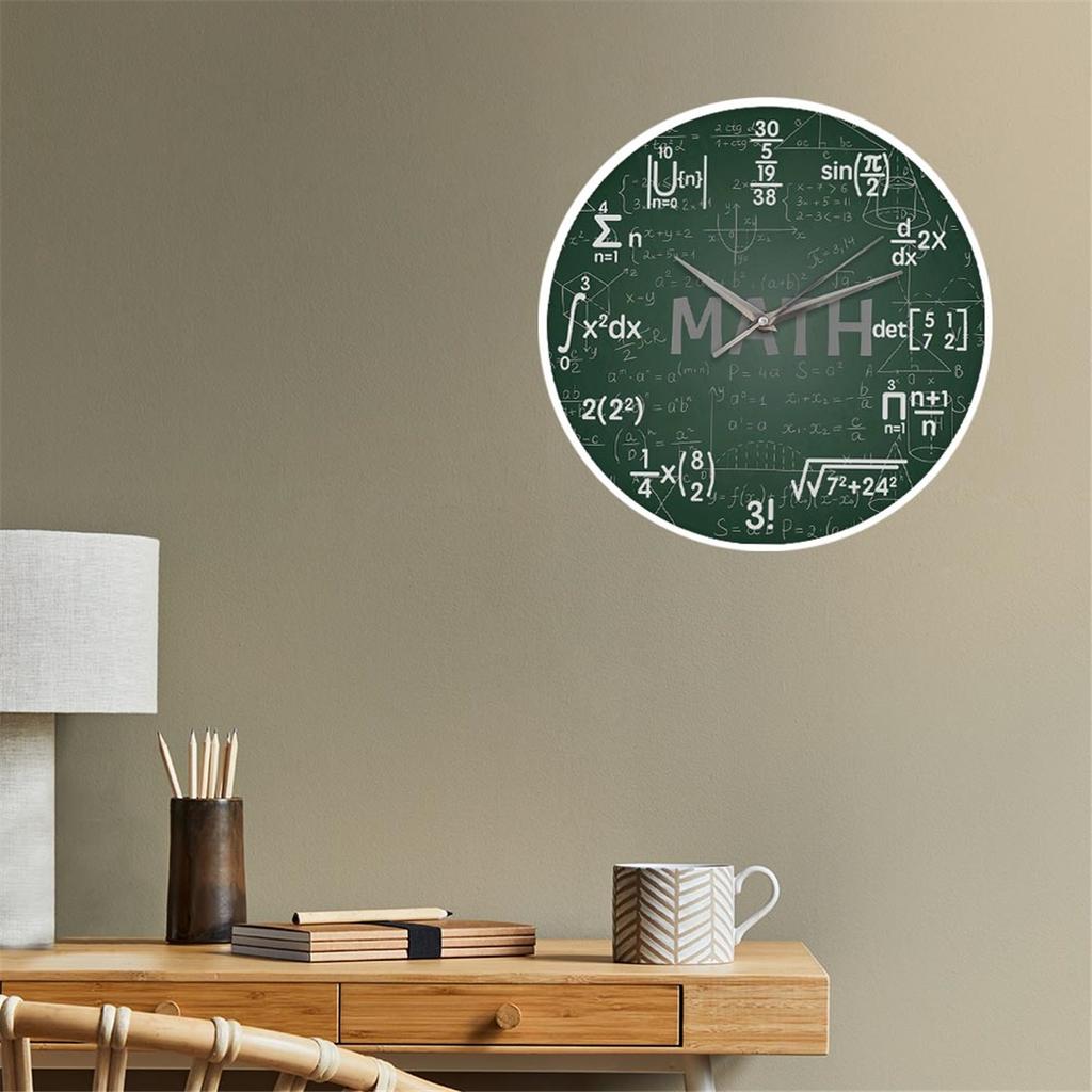 Green Chalkboard Math Formulas Wall Clock Hanging Wall Watch Back To School Science Mathematics Art Wall Decor Math Geek Gift
