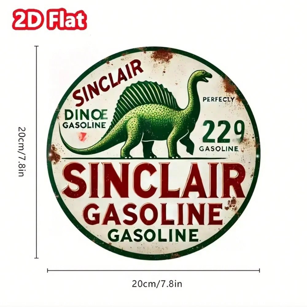 Vintage Dino Aluminum Garage Sign, Retro Gas Oil Decor Collectible for Car Lover