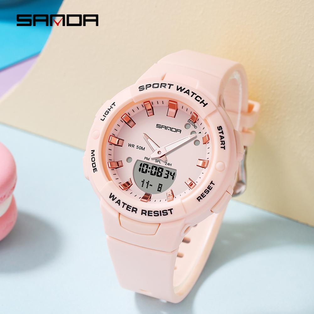 Buy SANDA New Luxury Fashion Women Sport Watch Military Waterproof  Multifunctional LED Digital Quartz Relogio Feminino 6005 at affordable  prices — free shipping, real reviews with photos — Joom