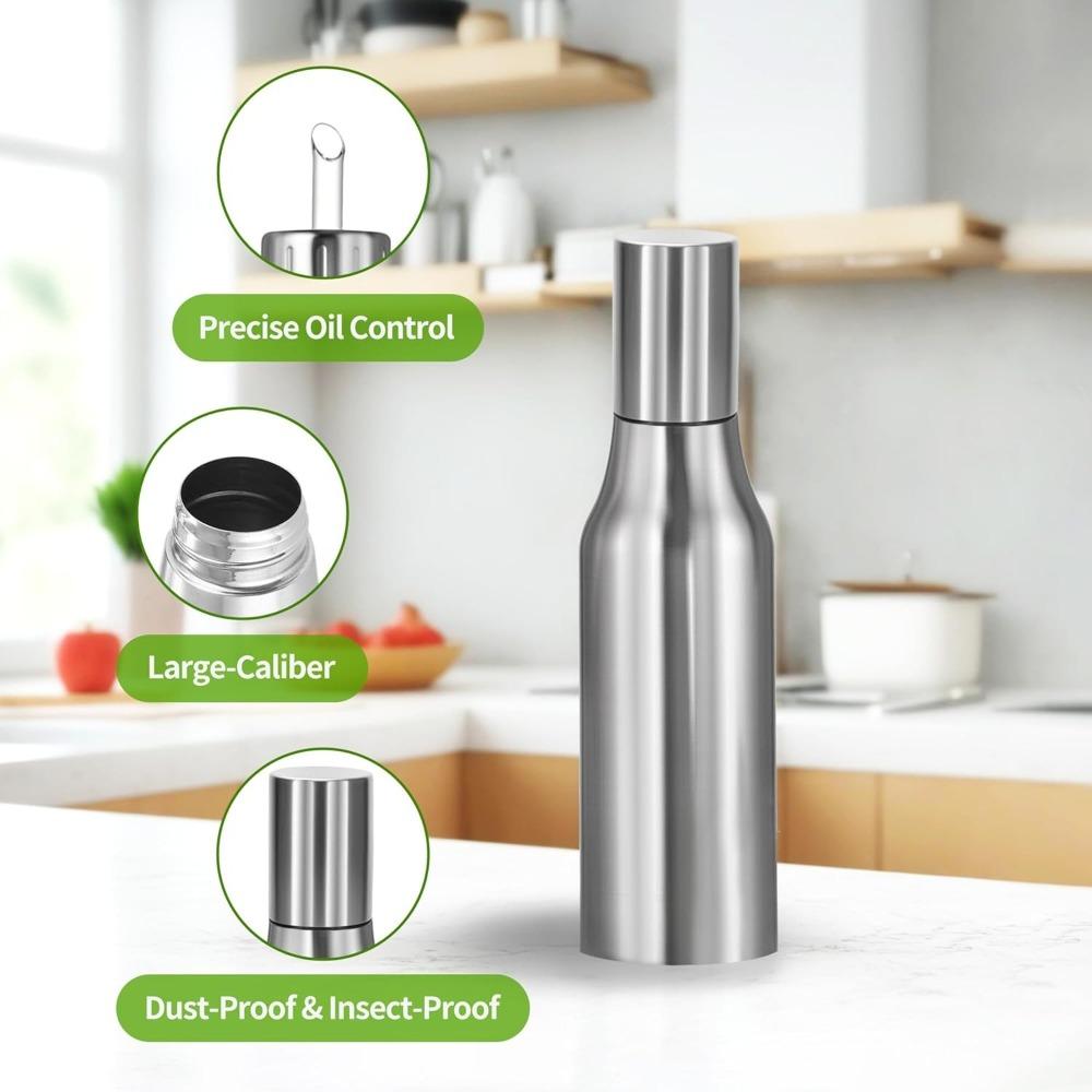 Stainless Steel Oil Dispenser Bottle - Leak-proof Olive Oil Decanter for Kitchen Use, Olive Oil and Cooking Liquids Kitchen