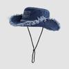 Nuovo Cappello da Sole Estivo in Denim con Nappe e Lettere per Donna, Primavera Estate, Protezione Solare per Escursioni, Panama da Spiaggia, Cappello a Secchiello a Tesa Larga per Uomo