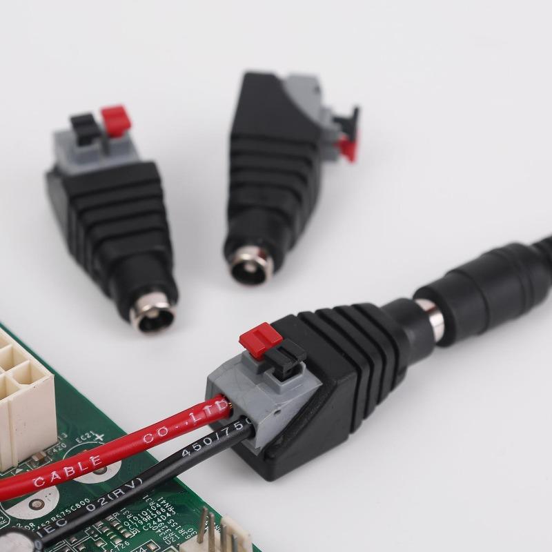1/20pc Solder-free Press-fit DC Power Connector Security Camera Led Strip Male Female Adapter Socket Power Plug Cable Connectors