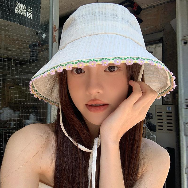 Bucket hat women's summer UV protection atmosphere big head circumference small face hat sun hat sun protection