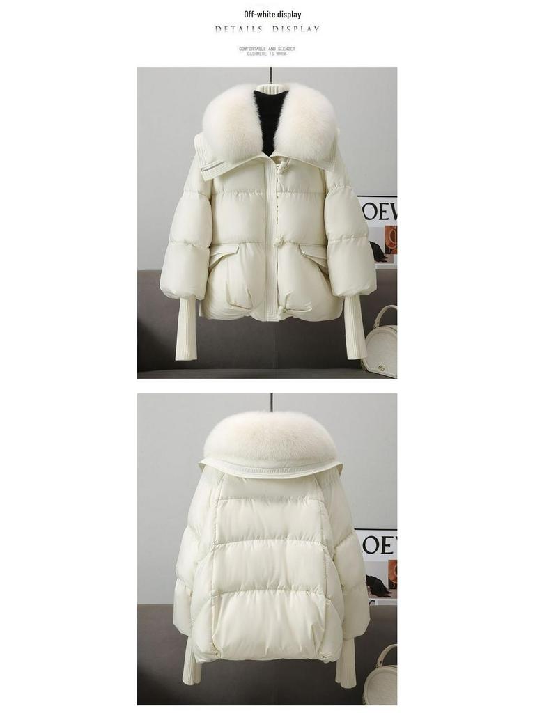 Abnehmbarer Pelzkragen Winter Daunenjacke - Warmer, verdickter Weißenten-Daunenmantel für das neue Jahr