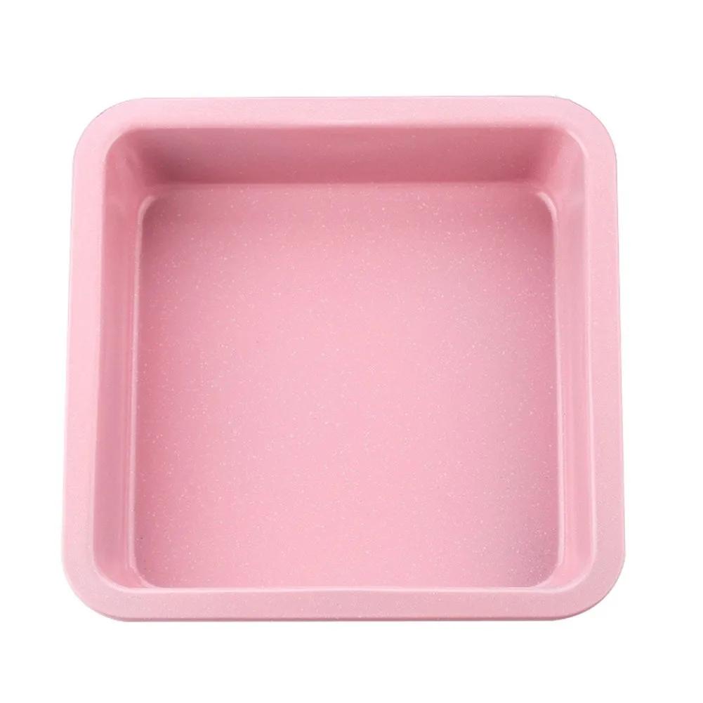 Pink Non-Stick Carbon Steel Baking Pan Set Baking Oven Cake Mold Round Square Rectangle Pizza Toast Live Bottom Kitchen Mould