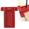 Aluminum Alloy Marking T-Rule Red 45/90 Degree Angle Hole Positioning Scribing Gauge 0-3 Inch Range Crossed-Out Line Marker