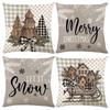 Christmas Theme Short Plush Pillow Cover Set Holiday Print Cushion Case for Living Room Sofa Home Decor 45x45cm