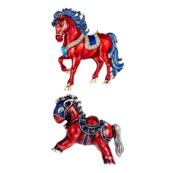 Brooch Pin Sparkling Rhinestones Inlaid Horse Design Pin Sweaters Hats Bags Collar Brooch Outfit Accessory