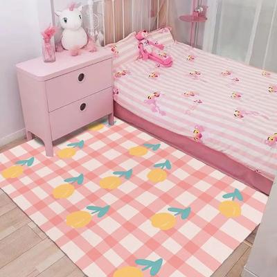 Pink and White Tulip Pattern Kids' Room Rug Gentle and Sweet Decorative Carpet for Lovely Girls' Bedroom