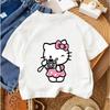 Hello Kitty Summer T-Shirt Cute Cartoon Casual Crew Neck Fashion Top for Boys and Girls