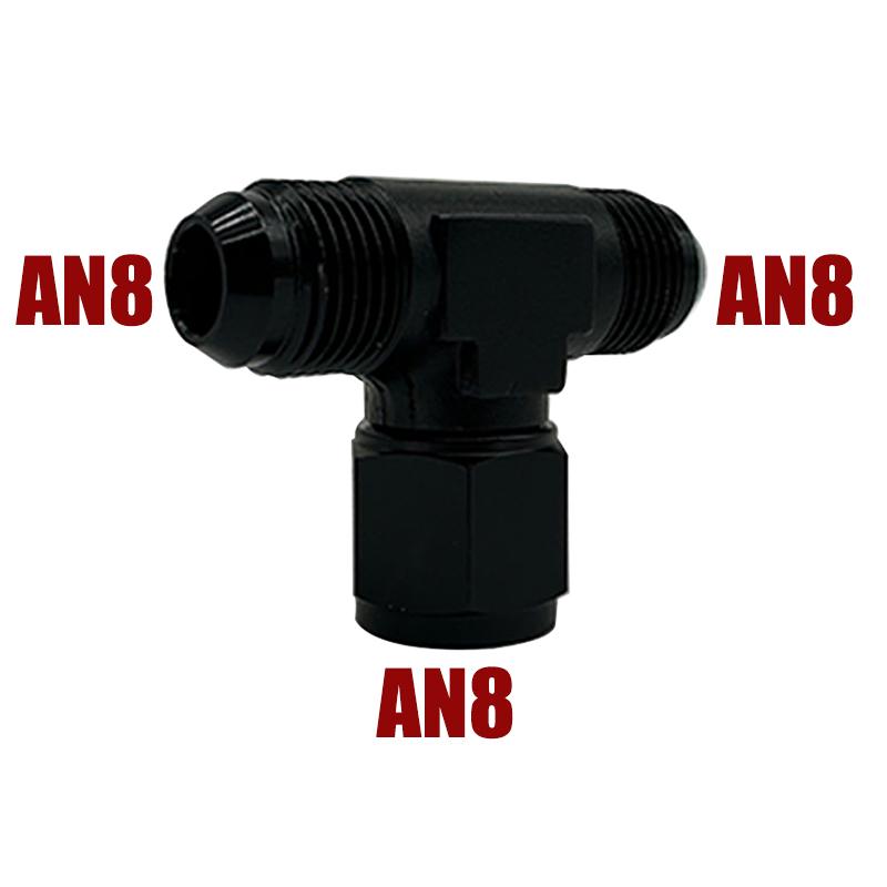 4AN 6AN 8AN 10AN 12AN Hose Tee Connector Fitting Male To Male Female Tee On Side Thread Fitting Adapter Junction Coupler Black