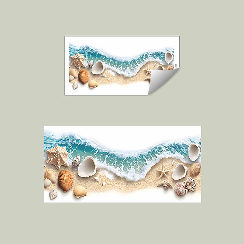 Sea Beach Exquisite Shell Toilet Sticker Bathroom Toilet Seat Waterproof Sticker Self-Adhesive Decorative Wall Sticker