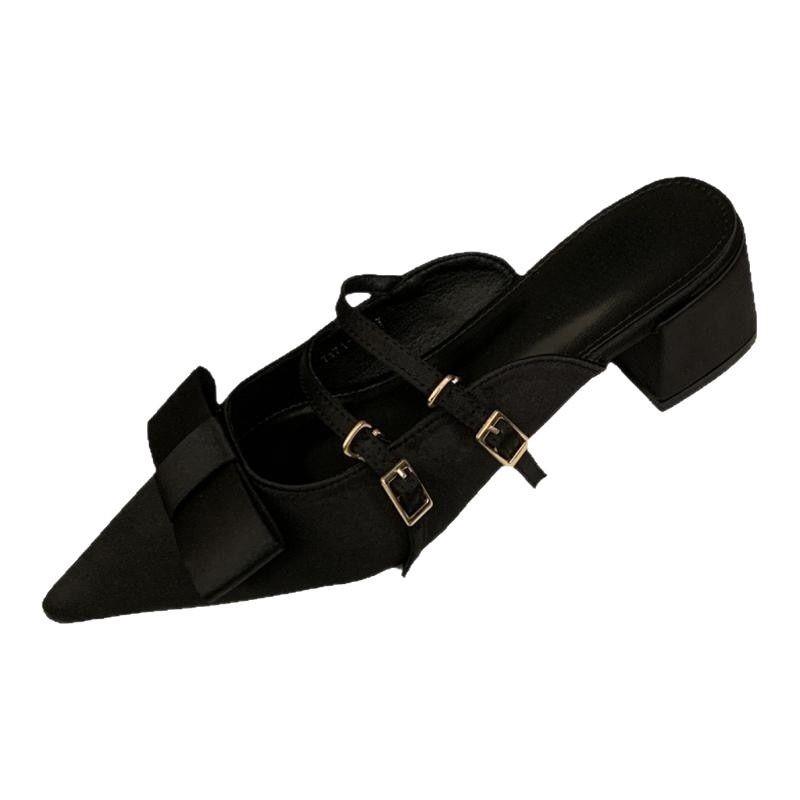 French temperament bag head half slippers outer wear 2025 summer new fairy style bow high heel single shoes women's shoes