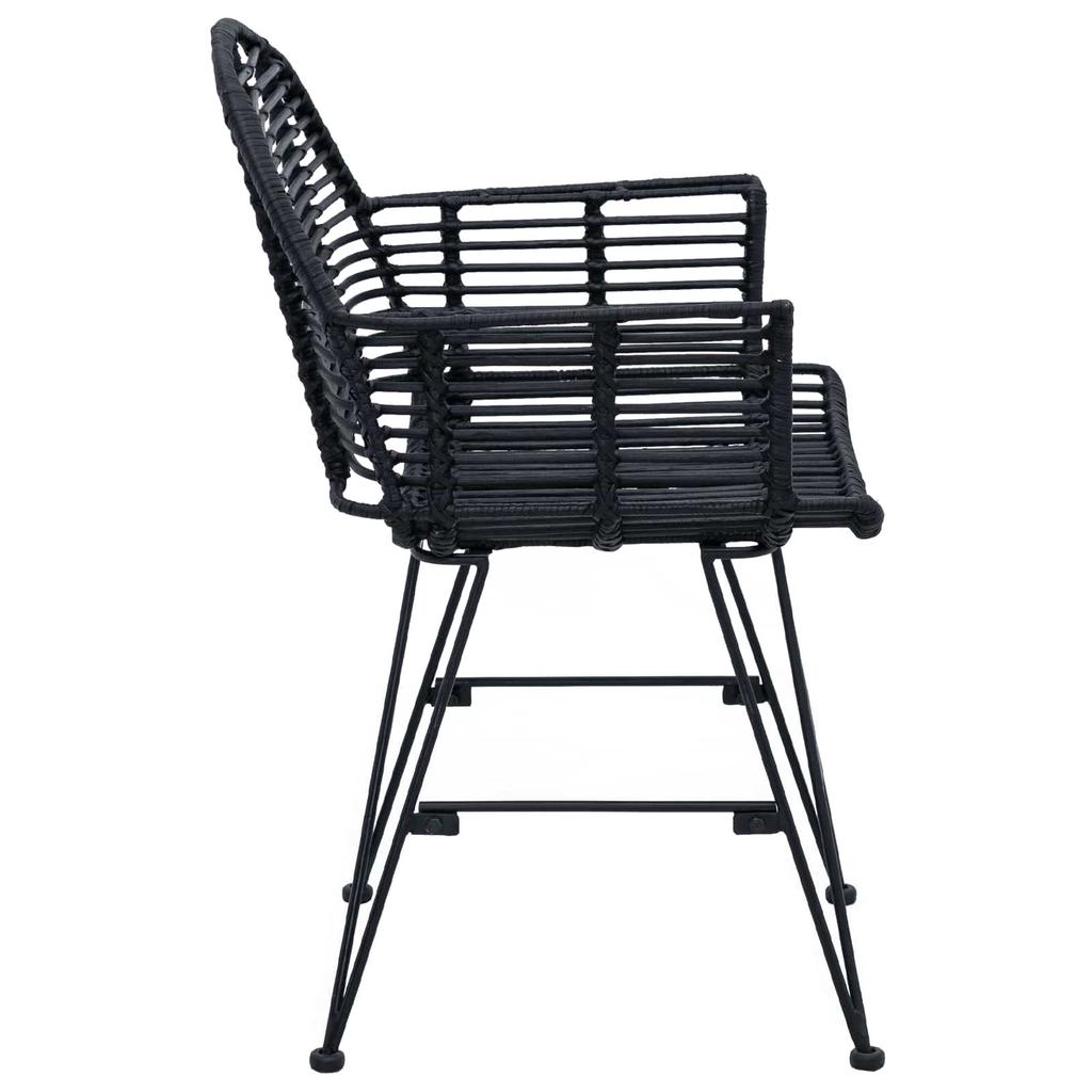 Dining Chair Set of 2 Rattan and Iron Black 57 x 55 x 85 cm