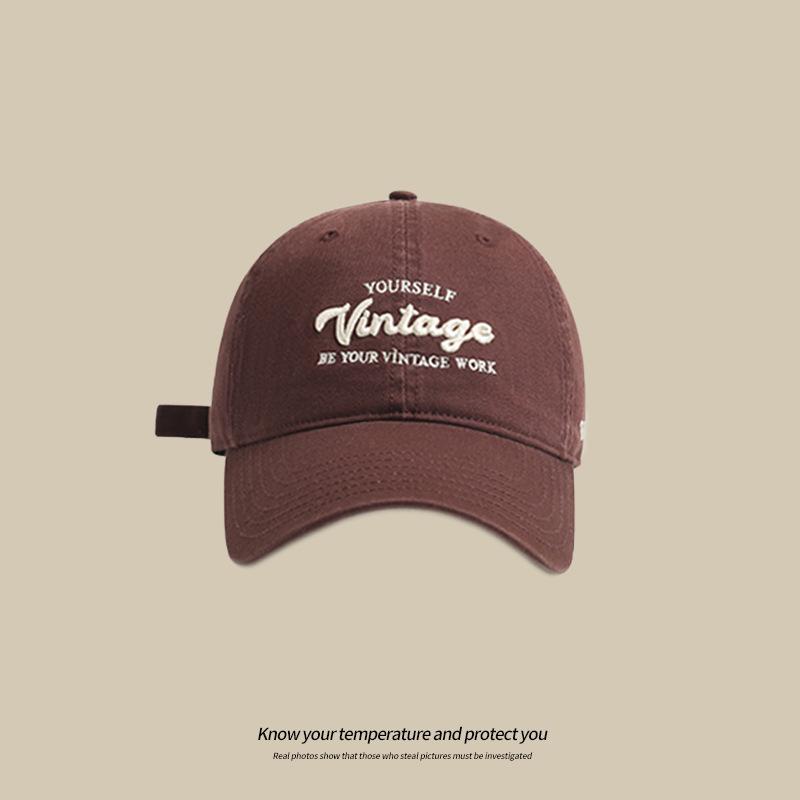 Spring and Summer Three-dimensional Embroidery Showing the Face Small Baseball Cap Women's Deep Top Big Head Circumference Versatile Cap Letter Hat Ti