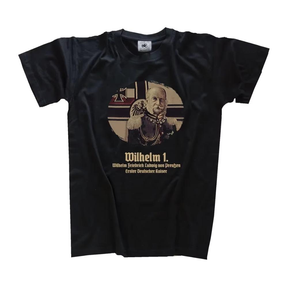 

Летняя хлопковая мужская футболка с круглым вырезом и коротким рукавом Новая Пруссия Я Император Фридрих Вильгельм Ретро Портрет с принтом футболка. S-5XL XXXXXL чёрный