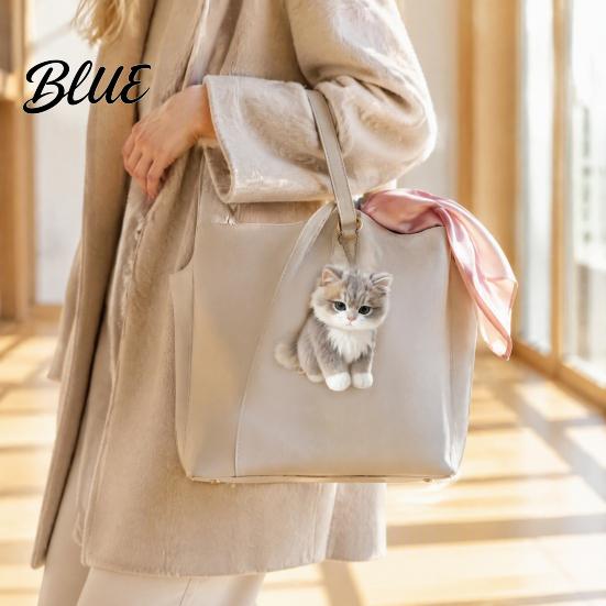 High Elastic Cotton Plush Simulation Cat Doll Keychain, Soft Skin Friendly Stuffed Animal Decorative Toy Pendant, Kitten Plushie Bag Charm for