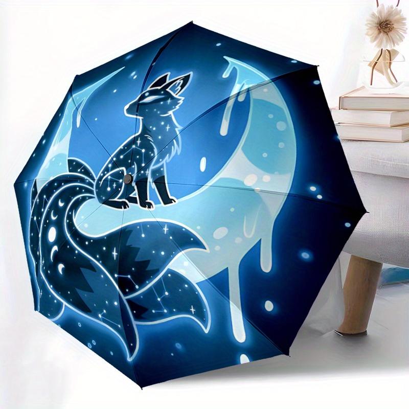 1pc Moon Fox Automatic Open/Close Umbrella, Portable Folding Umbrella for Travel, Themed Events,