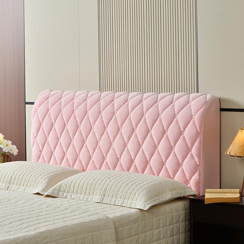 All-inclusive Super Soft Smooth Quilted Head Cover Thicken Velvet Headboard Cover Solid Color Bed Back Dust Protector Cover