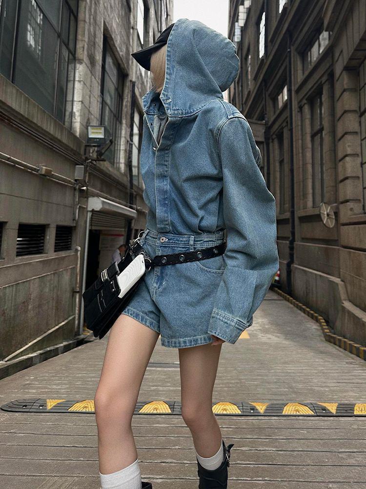 

Женский ретро свободный джинсовый комбинезон - Дерзкий стиль, Универсальные повседневные шорты Extra Large