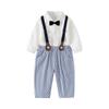 British Baby Boy Overalls Set: Two-Piece Formal Wear for Spring/Autumn - 1-Year-Old Long-Sleeved Gentleman Shirt