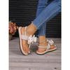 Damensandalen Sommer Neu Fischgrätenmuster Damensandalen Hanfseil Sohle Zehentrenner Mode Trend Schleifensandalen