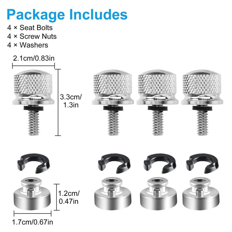

Quick Release Seat Bolt Kit 4x Rear Fender Mount Screw Nut For Harley Davidson Sportster Dyna Softail Street Bob Motorcycle one size срібний