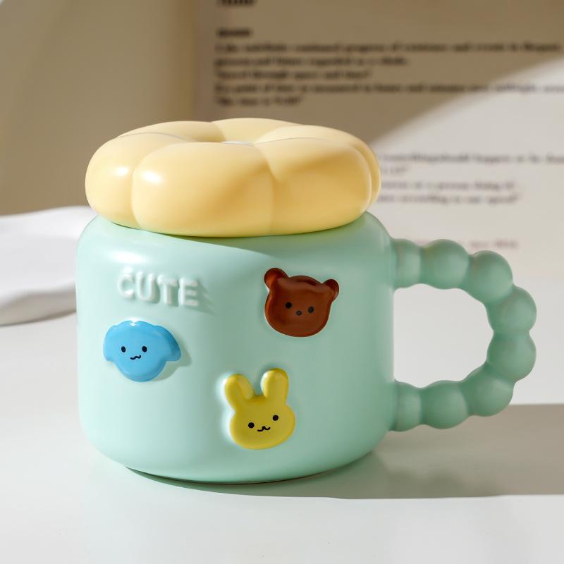 Cute Ceramic Cup With Lid High Value Home Office Couple Water Cup Gift Box Creative Souvenir