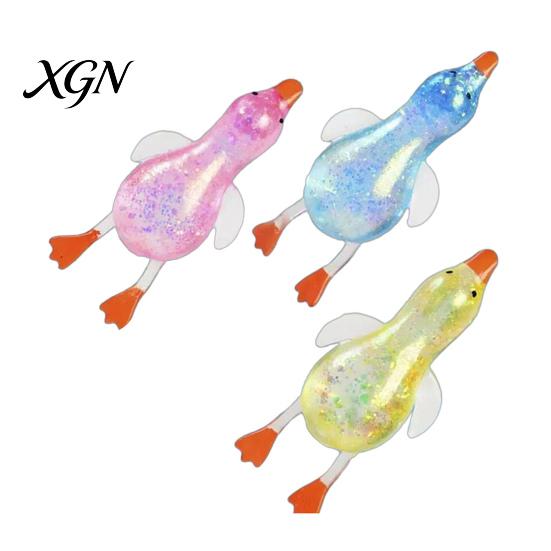 Stretchy Duck Squeeze Toy 2/3/6Pcs Mini Glitter Transparent Lying Anxiety Relief Slow Rising Sensory Stress Ball Animal Shape