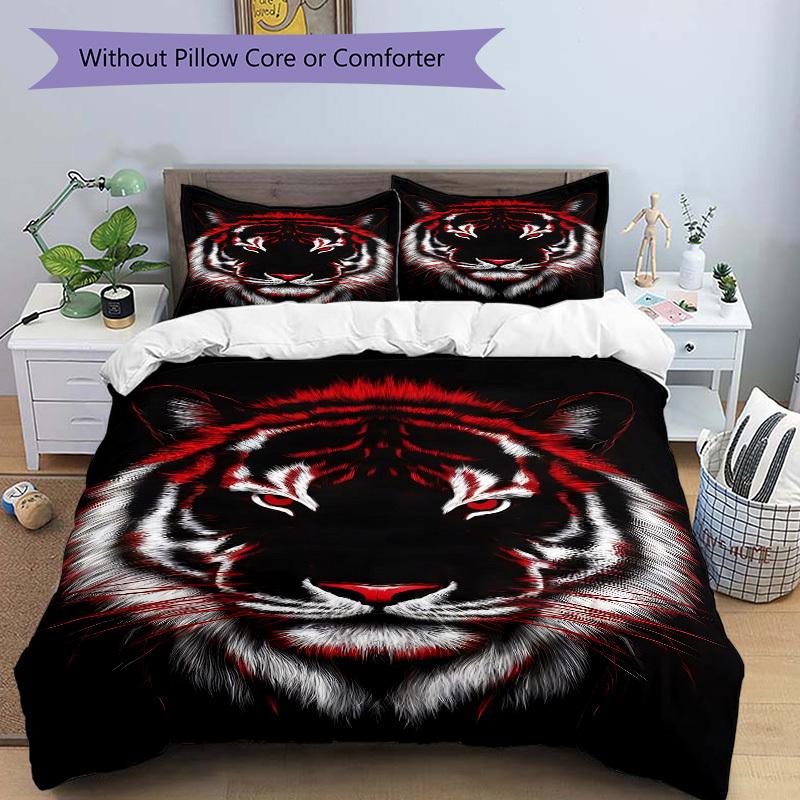 3pcs Tiger Face Duvet Cover Set, Soft Comfortable Duvet Cover,Guest Room (1*Duvet Cover + 2*Pillowcase, Without Core) Yy251104156