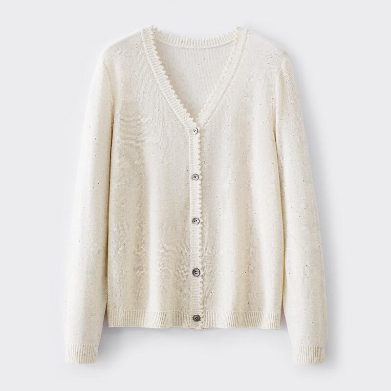 Women's V-Neck Lyocell Linen Blend Knit Cardigan