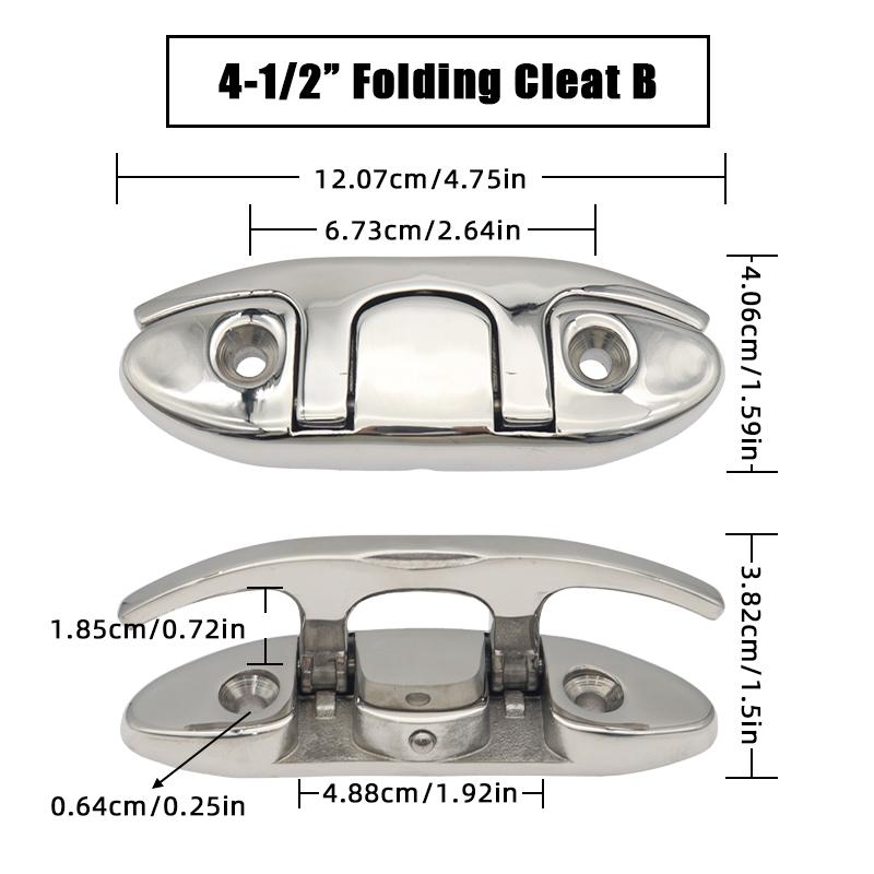 4.5/5/6/8 Inch Boat Folding Cleat Marine Hardware 316 Stainless Steel Mirror Polished Flip-up Mooring Boat Cleats
