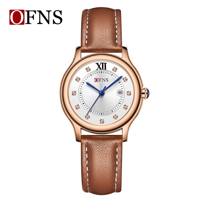 Fashion Ofns Top Brand Women's Quartz Watch Trend Simple Exquisite Leisure With Calendar Waterproof Leather Watches