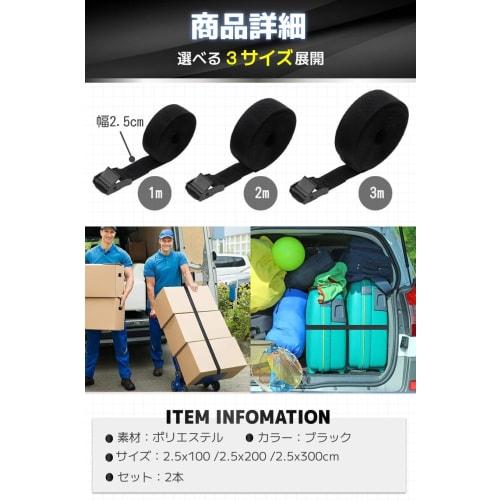 fogman Cargo Tie-Down Lashing Straps, Set of 2 (Black, 1m)